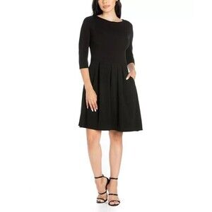 24seven Comfort Apparel Women's Perfect Fit and Flare Pocket Dress Black XL